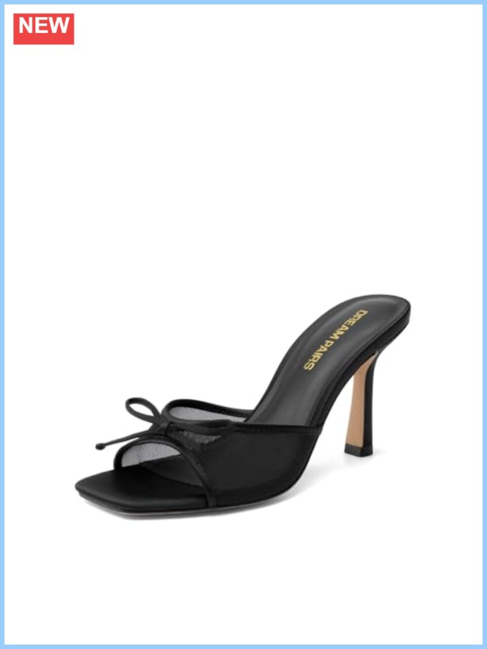 Mesh Bow Stiletto Heeled Sandals Square Toe Slip-On Dress Shoes